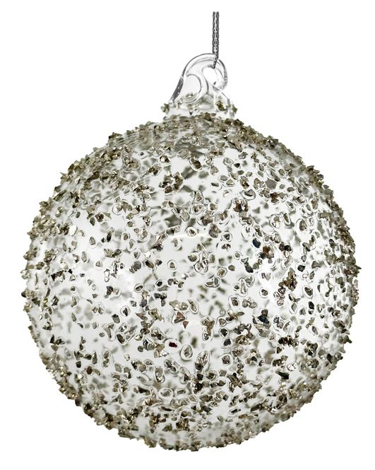 Hovedbilde Glasskule med sølvglass glitter 8cm