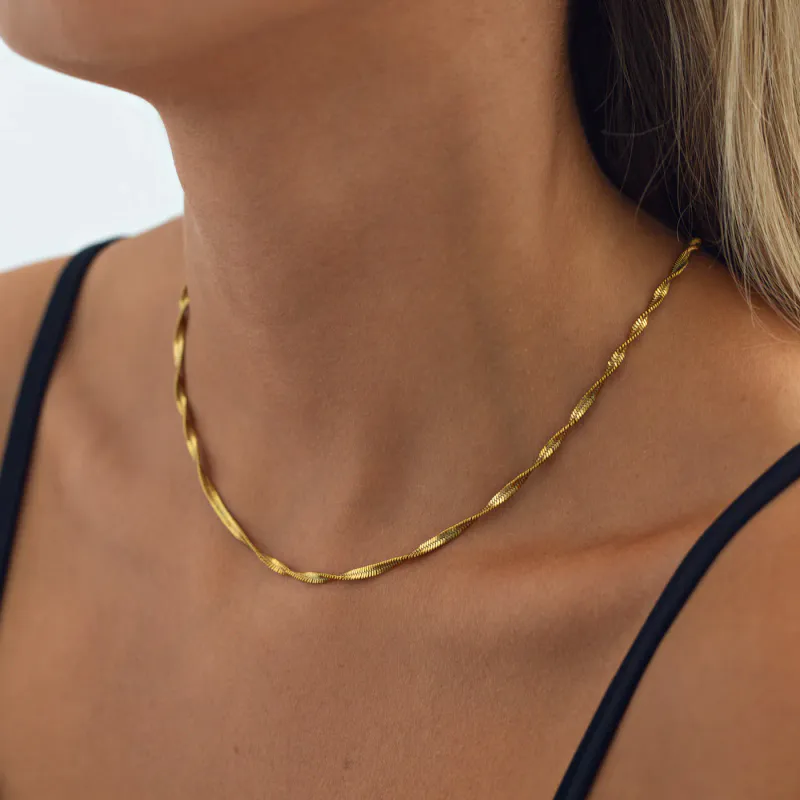 Alex - Twisted Snake Chain Necklace Stainless Steel 45cm