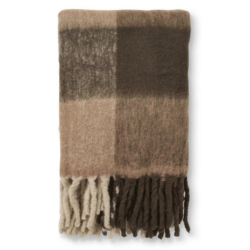 Check Mohair pledd Brun