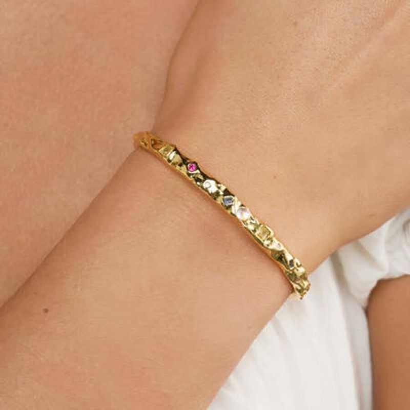 Shiloh - Crystal Bangle Bracelet Adjustable Gold - Gold