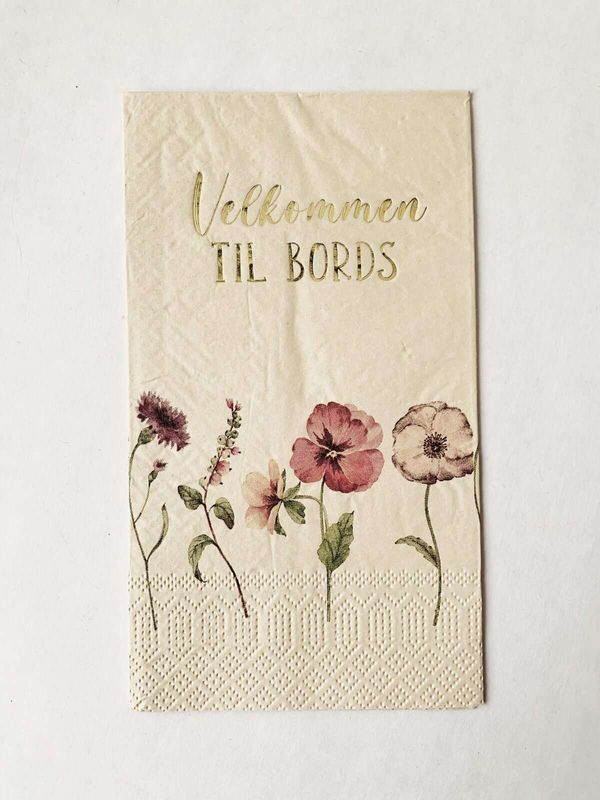 Servietter Velkommen til bords Stemorsblomster